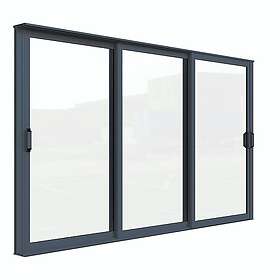 Landskap Skjutdörr Robust Året Runt 3-del Skjutdörrsparti B3200mm x H2000 Grå r 60846797