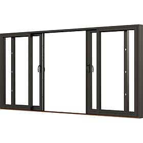 NorDan parskjutdörr NTech Aluminium 4-Delad BlackLine Svart trä/alu 36x21 S436X21ALU-BL