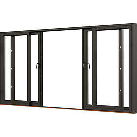 NorDan parskjutdörr NTech Aluminium 4-Delad BlackLine Svart trä/alu 34x22 S434X22ALU-BL