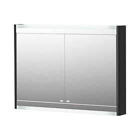 DuoBad Spegelskåp Vilan 100 med LED-belysning Up & Downlight Svart (ek) 19143