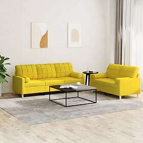vidaXL Soffgrupp med kuddar 2 delar ljusgul tyg 3201327