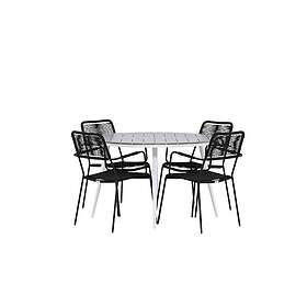 Venture Home Matgrupp Break med 4 Lindos Stolar Armstöd Dining Table Round- White Grey Alu Aintwood GR22687