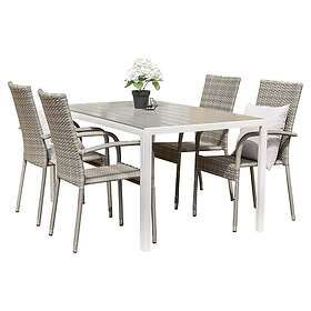 Venture Home Matgrupp Bront 205 med 4 Asta Chairs Break bord-205*90Vit Alu/Grå w