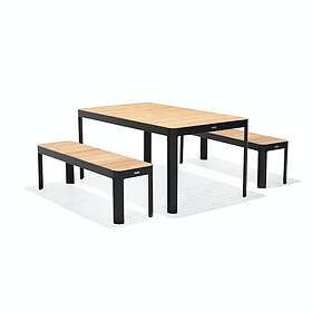 Lifestylegarden Matgrupp Portals 160 cm med 2 Bänkar table 161 benches black 43109