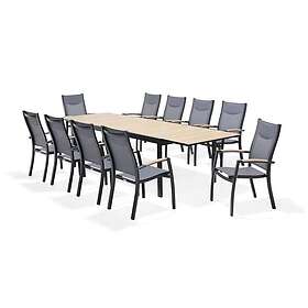 Lifestylegarden Matgrupp Panama med 10 Stolar ext table 210-300+ stacking armchairs black 43236