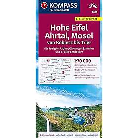 KOMPASS Fahrradkarte 3338 Hohe Eifel, Ahrtal, Mosel, von Koblenz bis Trier 1:70.