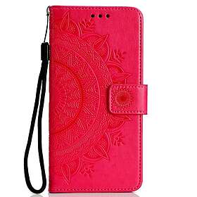 Inskal Huawei P30 Lite Leather Wallet Case Mandala Pattern Red