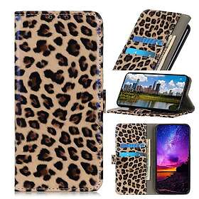 Inskal Motorola Moto E6 Plus Leopard Wallet Case Brown Brown