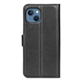 Inskal iPhone 14 Plånboksfodral Litchi-textur med Stativfunktion Svart