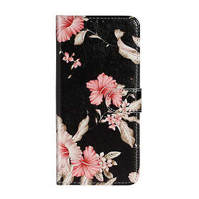 Inskal Samsung Galaxy A51 Pink Flowers Wallet Case Svart rosa