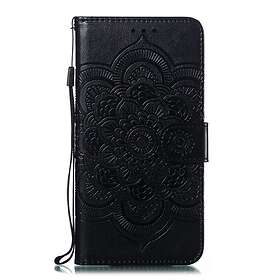 Inskal Samsung Galaxy A20e Leather Wallet Case Mandala mönster Svart