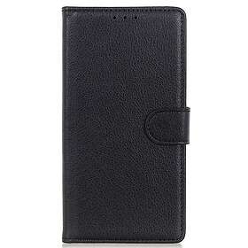 Inskal iPhone 14 Pro Plånboksfodral Litchi-textur Svart