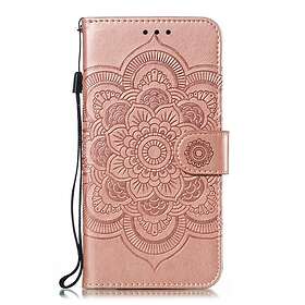 Inskal Samsung Galaxy A20e Leather Wallet Case Mandala Mönster Rose Gold