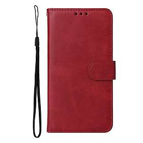 Inskal Samsung Galaxy S23 Plånboksfodral med Rem Imitationsläder Röd