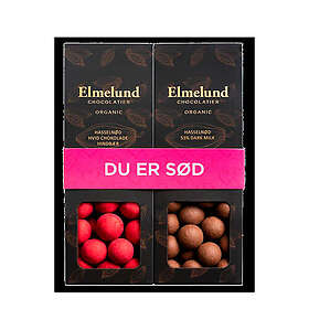 Elmelund Chocolatier Choklad 2 st Vit Choklad & Hallon, Mörk Choklad Hasselnötter EKO 180g