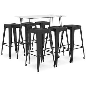 vidaXL Bargrupp 7 delar vit och svart 3057415