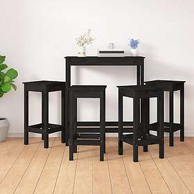 vidaXL Barmöbler 5 delar svart massiv furu 3124701