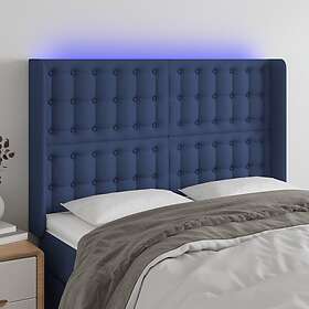 vidaXL Sänggavel LED blå 147x16x118/128 cm tyg 3124486