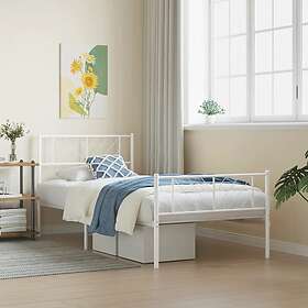 vidaXL cadre de lit med huvudgavel och fotgavel vit metall 100x190 cm 372240
