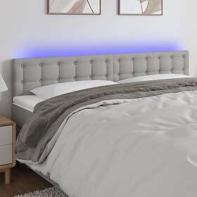 vidaXL Sänggavel LED ljusgrå 160x5x78/88 cm tyg 3122052