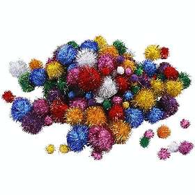 Creativ Company Pompomer D 15-40 mm Glitter 1 Förp Pompomer, starka färger, Dia.