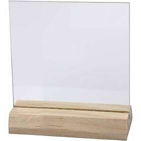 Creativ Company Glasplatta med Träfot 10 Set/1 Låda träfot, stl. 7.5x7.5 cm, tjo