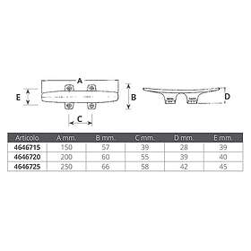 Horn Nantong Five-wood Stainless Steel Mooring Cleat Guld 200 mm