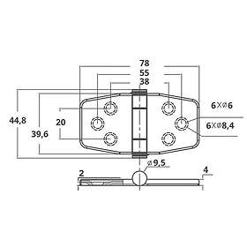 Marine Town 4949329 Stainless Steel Cover Hinge With Standard Knot Durchsichtig