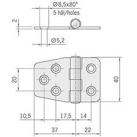 Roca Ab. 4949211 59x40 Mm Stainless Steel Hinge Guld