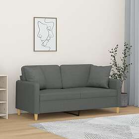 vidaXL 2-sits soffa med prydnadskuddar mörkgrå 140 cm tyg 3200910