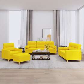 vidaXL Soffgrupp med kuddar 4 delar ljusgul tyg 3201565