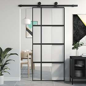 vidaXL Sliding Door svart 90x205 cm härdat glass och aluminium 155229