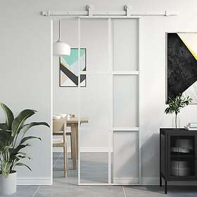 vidaXL Porte coulissante vit 76x205 cm härdat glas och aluminium 155216