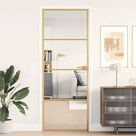 vidaXL Internal Door guld 76x201.5 cm härdat glass och aluminium slim 155132