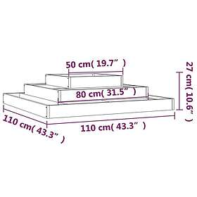 vidaXL Odlingslåda svart 110x110x27 cm massiv furu 823875