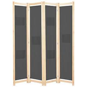 vidaXL Rumsavdelare 4 paneler 160x170x4 cm grå tyg 248176
