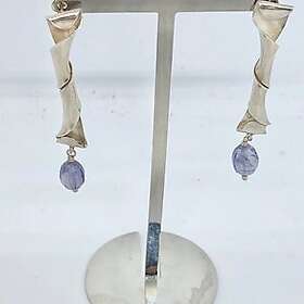 Vintage vackra handgjorda silverörhängen med ametis
