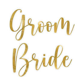 "Brud" och "Groom" klistermärken för glas i guld
