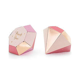 6 st Rosa små diamantformade presentförpackningar 10x12x11,5 cm Blush Hen