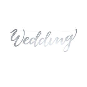 Wedding Silverfärgad Bokstavsbanner med Tråd 44 cm