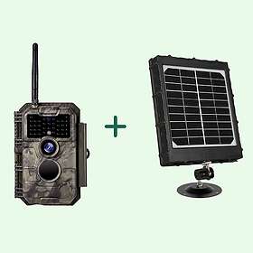 BlazeVideo Bundle of Solar Panel and WiFi Game Camera 32MP 1296P Night Vision No Glow Motion Activated for Wildlife Hunting, Home Security |