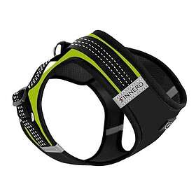 FinNero Hund/Kattsele med Reflexdetaljer Musta/Gul (L)