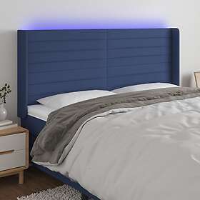 vidaXL Sänggavel LED blå 183x16x118/128 cm tyg 3124208