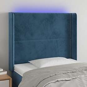 vidaXL Sänggavel LED mörkblå 103x16x118/128 cm sammet 3123954