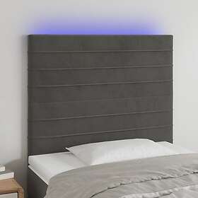 vidaXL Sänggavel LED mörkgrå 90x5x118/128 cm sammet 3122601