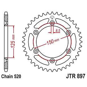 JT Sprockets 520 Sc r897.51sc Steel Rear Sprocket Svart 51t