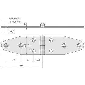 Roca Ab. 180x40x2 Mm Stainless Steel Hinge Guld