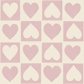 Tapet Checkeröd Hearts Lilac