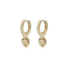 Snö Of Sweden Oz Lion Ring Pendant Earrings Plain Gold 14 mm