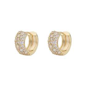 Snö Of Sweden Copenhagen Wide Ring Earrings Gold/Clear 18,5 mm